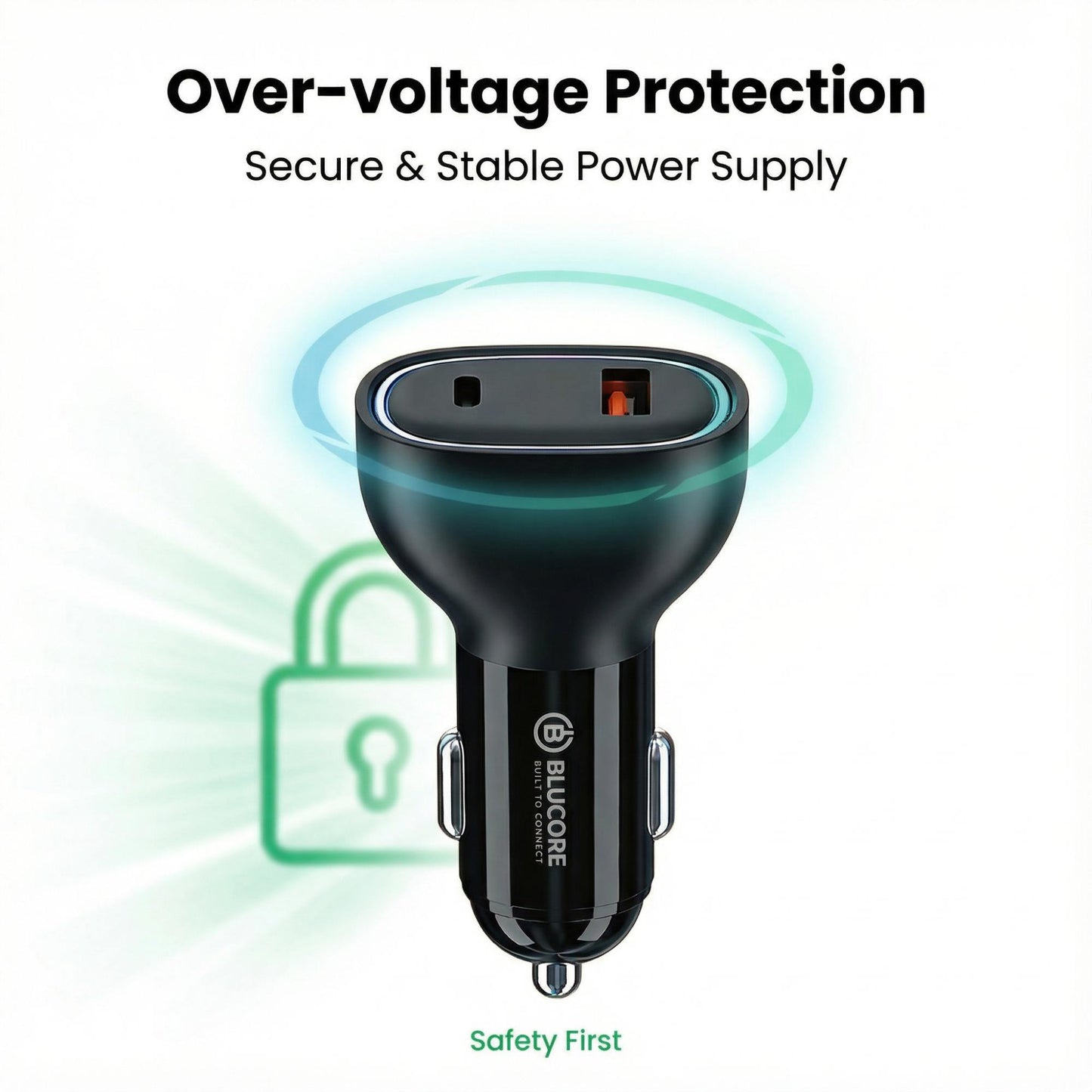 48W Dual Port Car Charger USB-C PD & USB-A QC Fast Charging