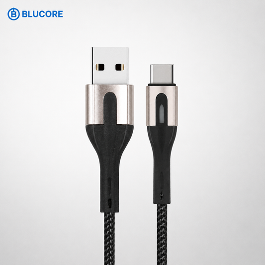 Blucore USB-A to USB-C Fast Charging & Data Cable 1m — LED Indicator, Braided Nylon