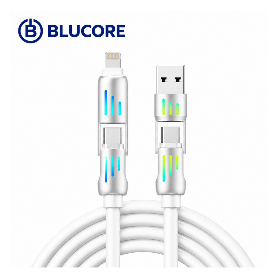 Blucore 4-in-1 Multi-Function Charging Cable — USB-A & USB-C to USB-C & Lightning