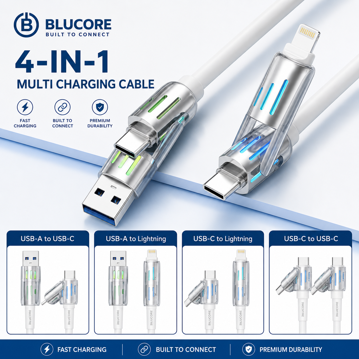 Blucore 4-in-1 Fast Charging Cable