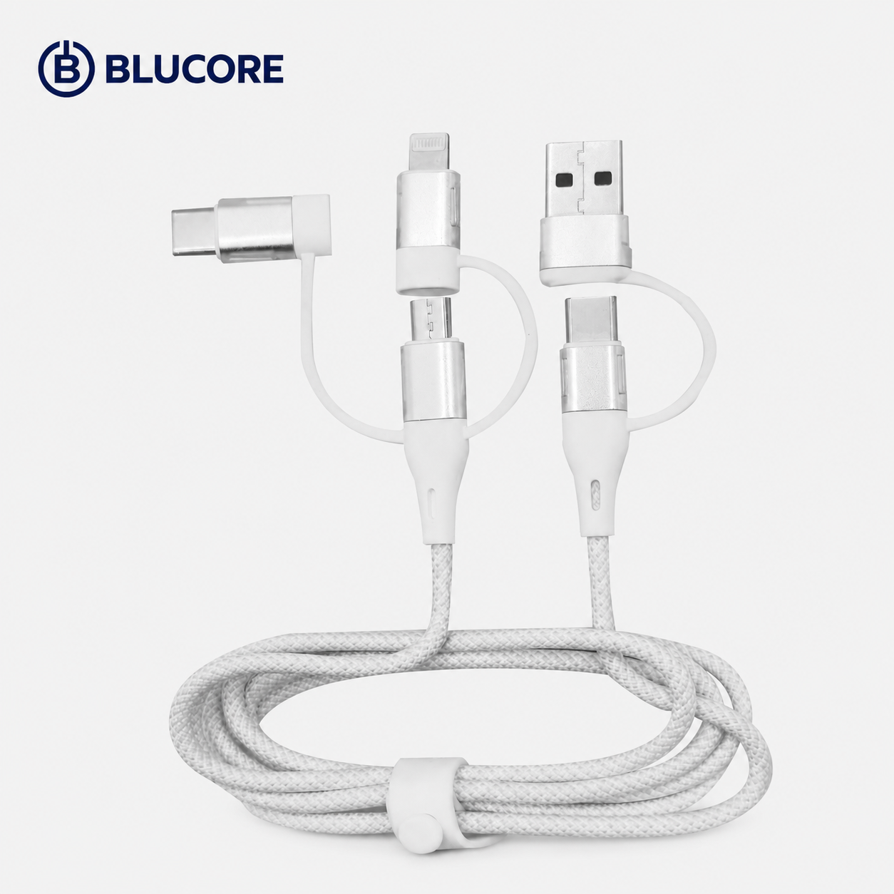 Blucore 5-in-1 Multi-Function Charging Cable — USB-A to USB-C, Lightning & Micro USB